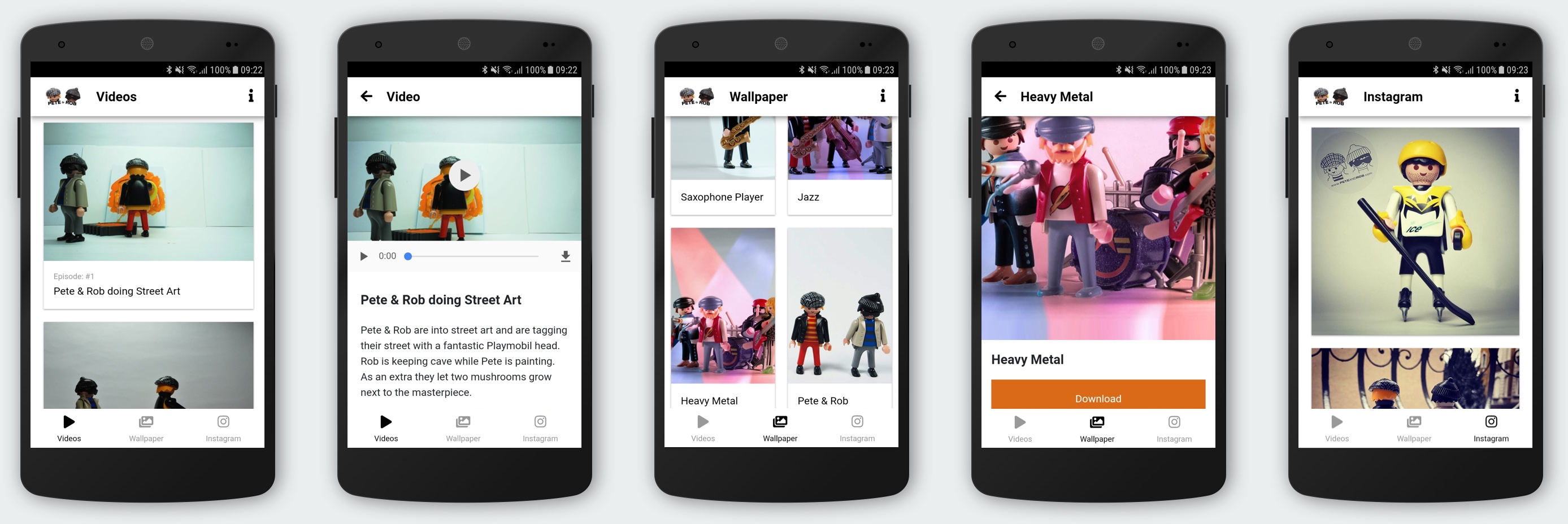 Pete and Rob App Screenshots